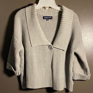 Jones New York Light Gray Women's Cropped Cardigan 3/4 Sleeve